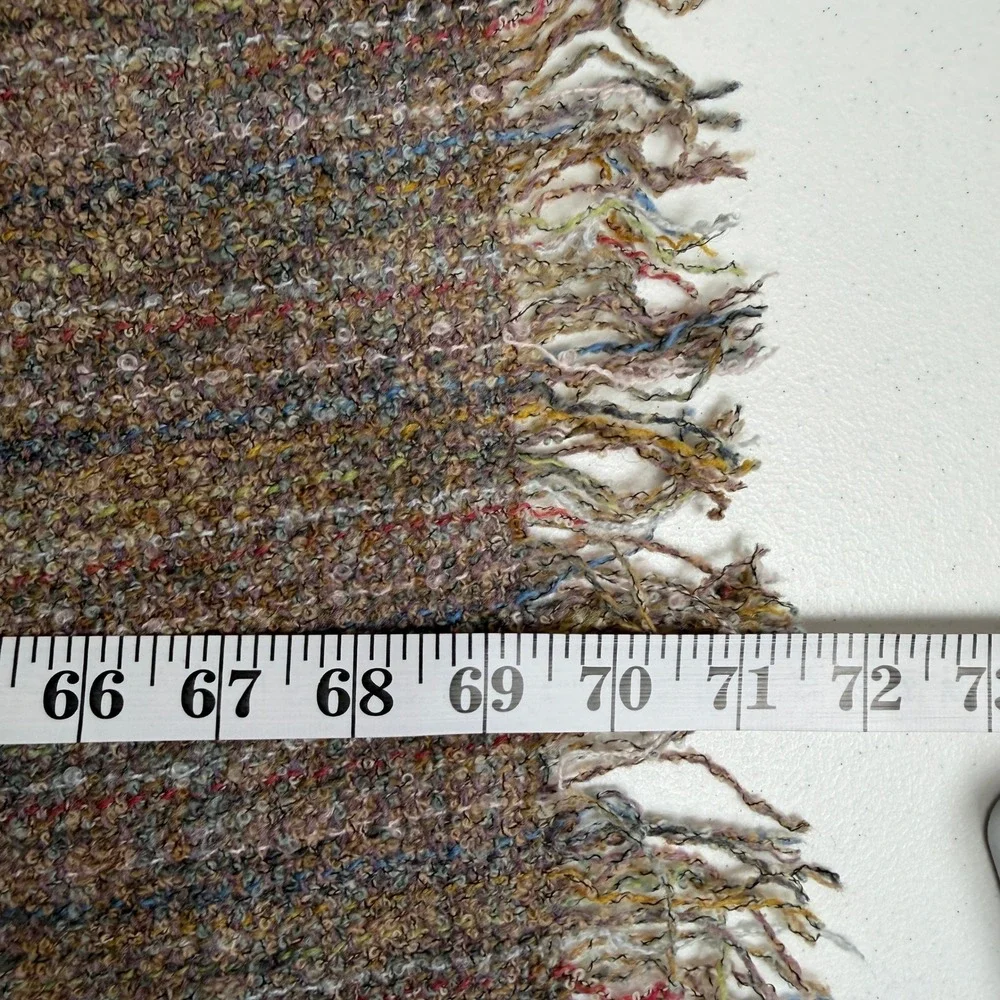 Mucros Weavers Scarf Ireland Multi Color Boucle Fringed Wool Blend Warm Cozy
